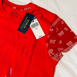 Polo by Ralph Lauren Valour Red ❤️‍🔥Bandana print sleeve tees 🌹